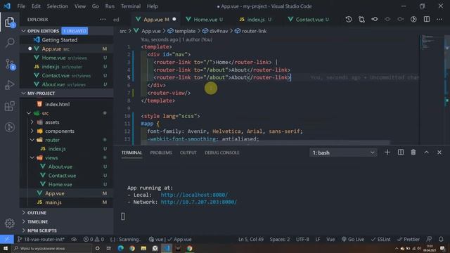 Kurs Vue 3 odc. 18 - Vue Router, czyli dodajemy do projektu obsługę routingu смотреть онлайн