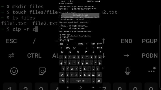 Create zip archive in linux terminal. Создаем zip архив в консоли linux. (termux, android) смотреть онлайн