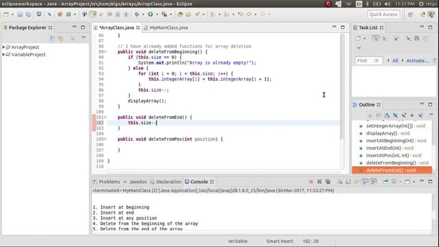 Deleting elements from an array смотреть онлайн