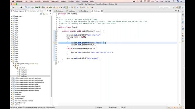 Basic Java Part 22: Exception handling (Try Catch block) & type of exceptions in java смотреть онлайн