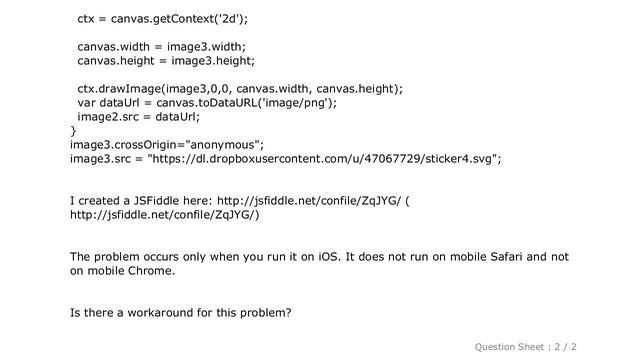 HTML : Canvas.toDataURL not working on mobile Safari iOS? смотреть онлайн