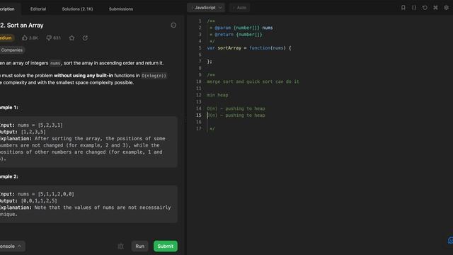 Efficiently Sort an Array of Integers in Ascending Order: LeetCode Problem 912 смотреть онлайн