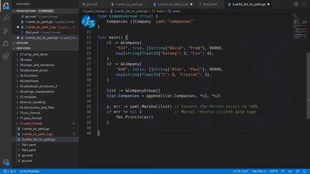 Golang Deep Dive P1 - L53 - Write and Read YAML Format смотреть онлайн