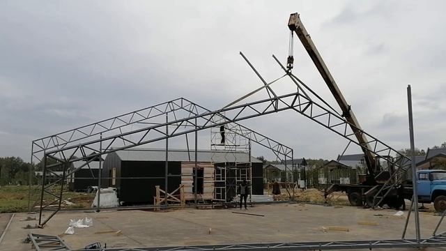 Каркасно тентовый ангар 18х48 Сборка каркаса смотреть онлайн