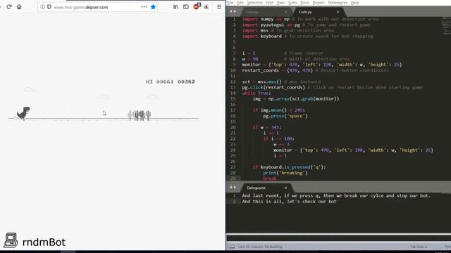 T-Rex game python bot смотреть онлайн