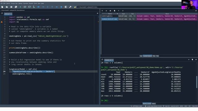 Overview of Data Analysis with Python - Spyder IDE, pandas, Statsmodels смотреть онлайн