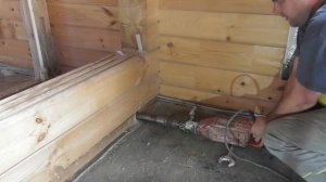 Практика №7. Сверлим брус толщиной 20 см. Диаметр 50 мм. HILTI DD 100.
