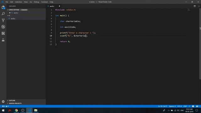 ASCII Code of characters in C/C++ смотреть онлайн