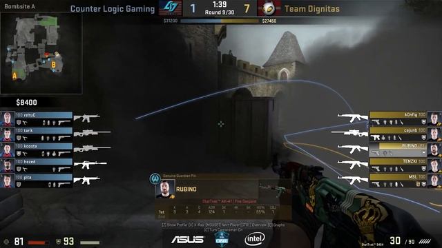 CSGO: POV dignitas Rubino vs CLG (32/7) cobblestone @ ESL One Cologne 2016 смотреть онлайн