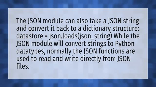 What is JSON loads in Python? смотреть онлайн