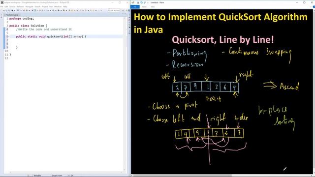 How to implement Quicksort Algorithm in Java Line by Line - Part 1 смотреть онлайн