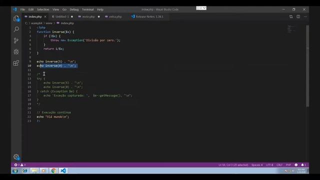 EXCEPTIONS NO PHP смотреть онлайн