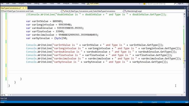 Part 9 of C# Tutorial (Conversions and Casts) using Visual Studio смотреть онлайн