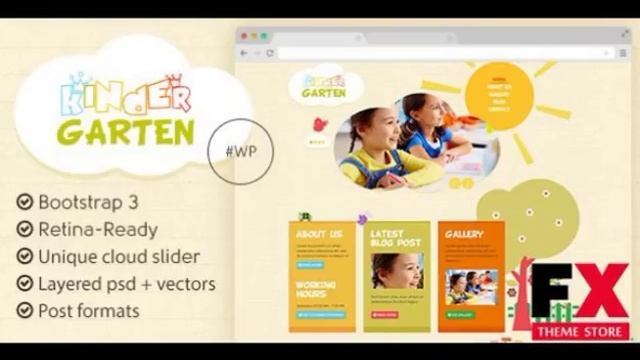 Preview Kindergarten - Bootstrap 3 WordPress Theme TForest смотреть онлайн