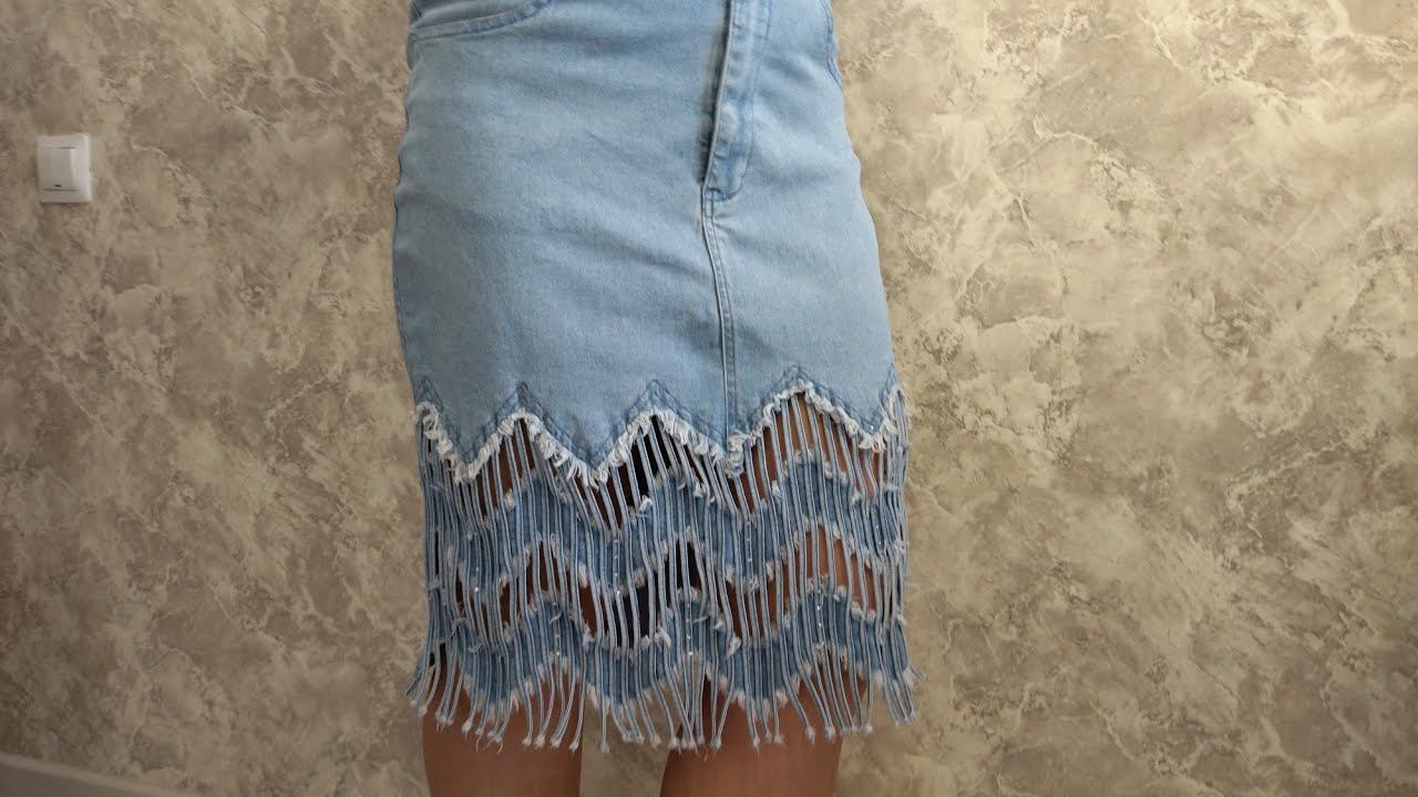 Как это шьётся.Интересный дизайн джинсовой юбки. смотреть онлайн