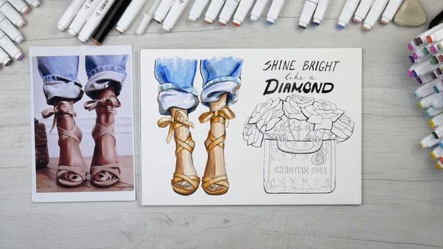 Как нарисовать | Как научиться рисовать маркерами | Fashion Sketching| Dior Bag смотреть онлайн