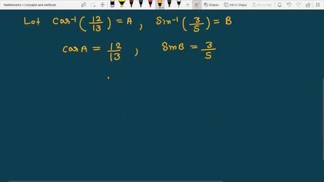 cos^ -1(12/13)+sin^-1(3/5)=sin^-1(56/65) || To prove cos^ -1(12/13)+sin^-1(3/5)=sin^-1(56/65) смотреть онлайн