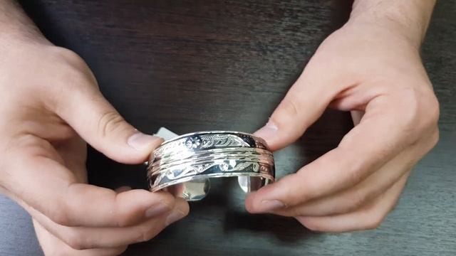 Серебряный кубачинский браслет с чернением арт.514 смотреть онлайн