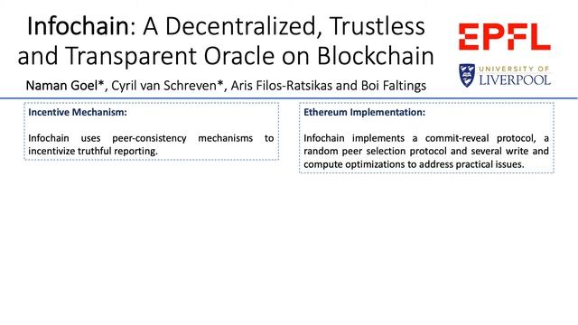 Infochain: A Decentralized, Trustless and Transparent Oracle on Blockchain (Introduction) смотреть онлайн