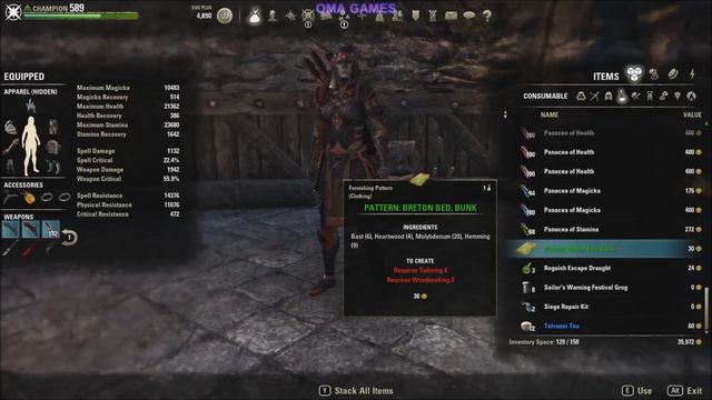 ESO PTS v2 7 0 Crafting Furniture Basics смотреть онлайн