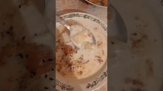 Кукурузный хинкал+молочный суп с козьим сушеным мясом????