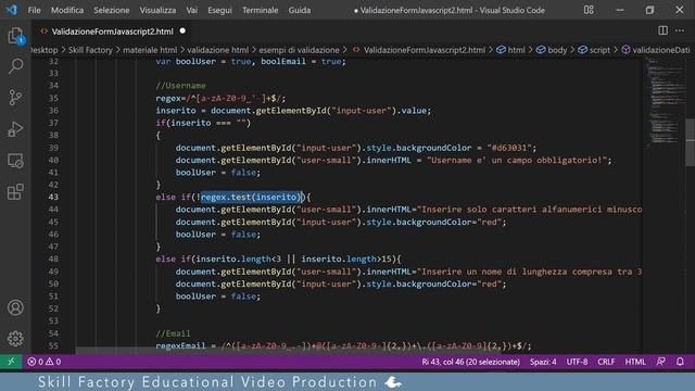 HTML/CSS: validazione di un form, utilizzo delle espressioni regolari (le regex) - Lezione 13 смотреть онлайн