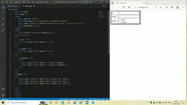 id name gender checkbox country print in php using editor vscode смотреть онлайн