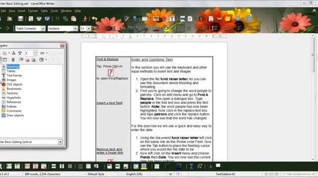 Libre Office Writer Navigator Tool Pt1