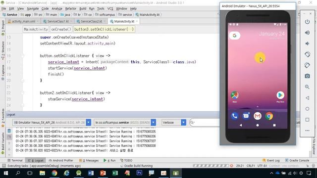 15강 kotlin(코틀린) 기반 Android 9.0 ver 2단계 - 서비스 смотреть онлайн