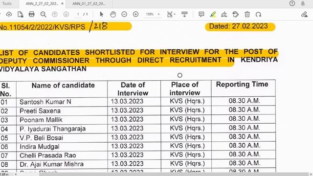 KVS DIRECT RECRUITMENT 2022 NEW NOTICE ON 27-02-2023 II LIST OF SHORTLISTED CANDIDATES FOR INTERVIE смотреть онлайн