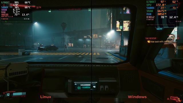 Cyberpunk 2077 | Linux vs Windows | 1440p | RX 6700XT + Ryzen 7 5800X | смотреть онлайн