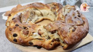 ПАСХАЛЬНЫЙ ВЕНОК с изюмом и ореховым кремом. Бесподобная выпечка на Пасху