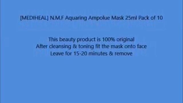 MEDIHEAL N M F Aquaring Ampolue Mask 25ml Pack of 10 смотреть онлайн