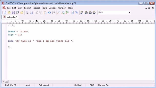 007 Variables | php programming course смотреть онлайн
