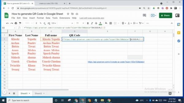 How to generate QR Code in Google Sheet | Generate QR Code with Spreadsheet in 2021