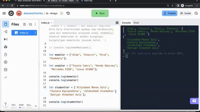 Javascript - 12 - sabak Arrays-1 / Kyrgyz tilinde смотреть онлайн
