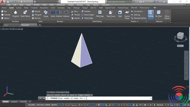 Autodesk AutoCAD: How to use Solid Pyramid Command in Autodesk AutoCAD смотреть онлайн