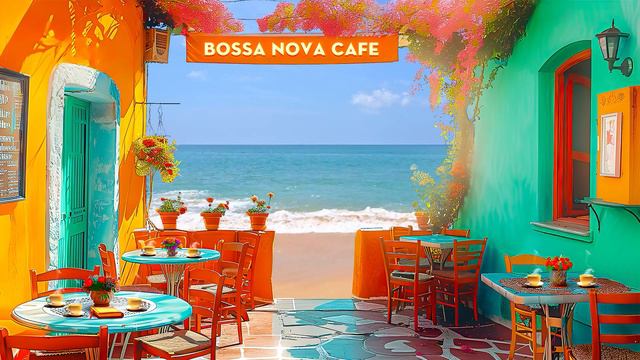Positive Bossa Nova Jazz Music, Smooth Ocean Waves Sounds in Beach Cafe Space for Uplifting смотреть онлайн