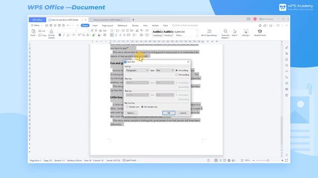 [WPS Academy] 1.7.2 Word:How to sort text in WPS Writer смотреть онлайн
