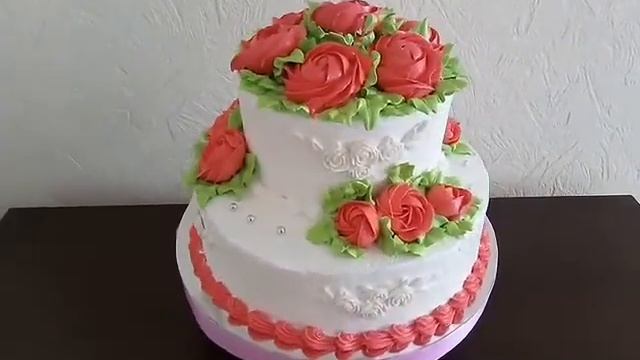 Свадебный Торт.Кремовый.Двухьярусный. смотреть онлайн