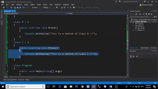 SEALED METHOD IN C# PROGRAMMING (URDU / HINDI) смотреть онлайн