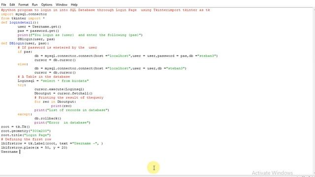 python program to login in into SQL Database through Login Page using Tkinter смотреть онлайн