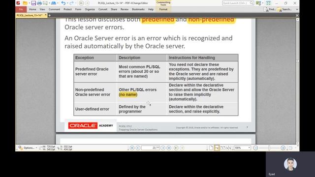 ORACLE Exception Handler смотреть онлайн