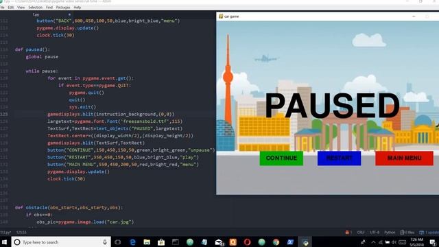python pygame (game development) video 9 Pause function смотреть онлайн