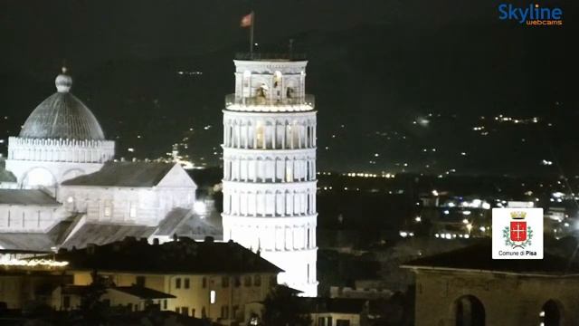 Обзор Пизанской башни, Баптистерия и Дуомо на площади Пьяцца деи Мираколи и Лунгарно смотреть онлайн