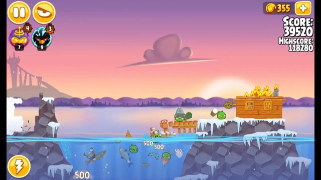 Angry Birds Seasons - On Finn Ice - Level 1-15 - 125,060 - World Record! смотреть онлайн