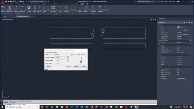 Cylindrical Break 2021 App Demo ver: 2021.1.0.0 | AutoCAD 2021 смотреть онлайн