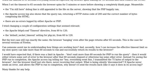 Trying to understand Apache timeout / architecture смотреть онлайн