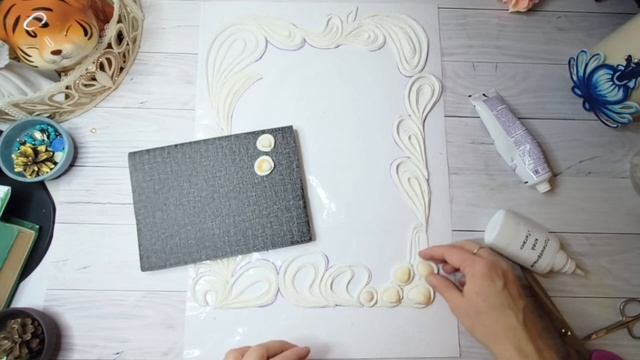 Frame Frome Cotton Thread  / декорируем рамку филигранью из ниток / процесс работы