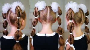 ЛЕГКАЯ ПРОСТАЯ прическа в школу! Милая прическа в школу! Быстрые прически!